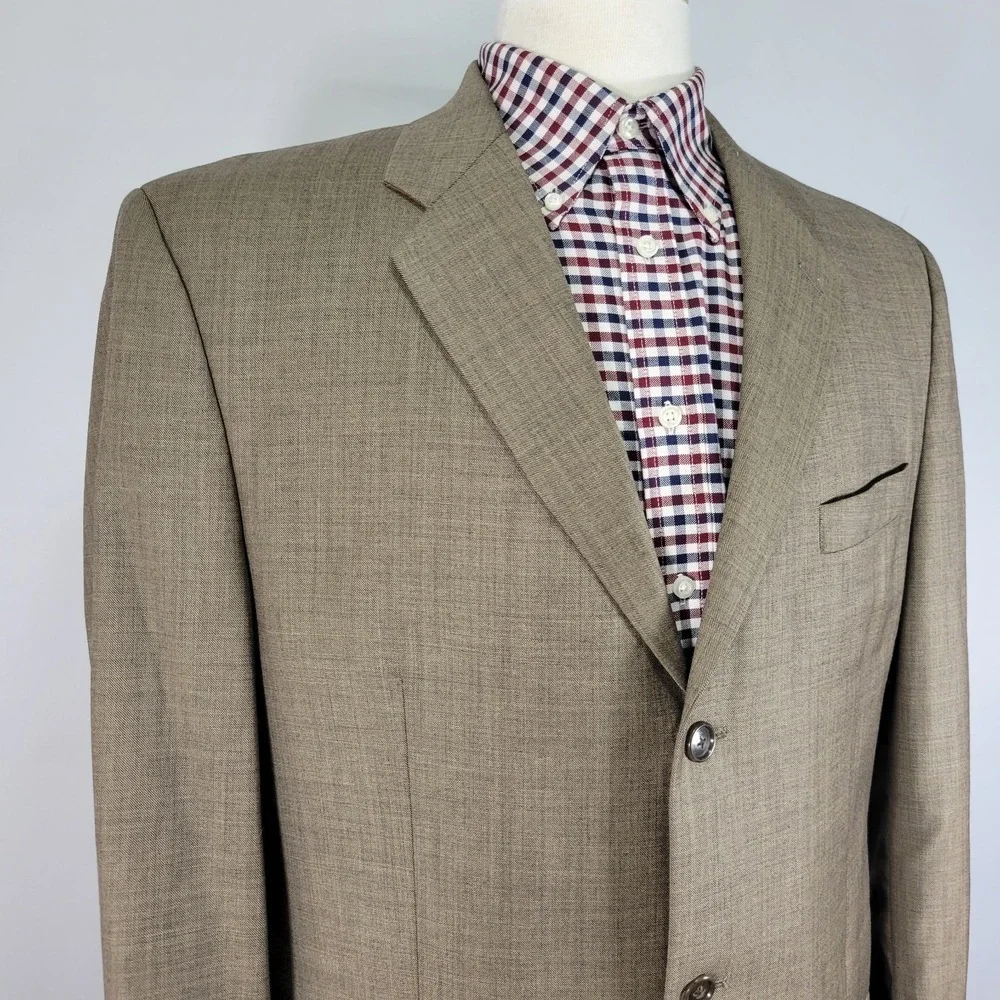 Calvin Klein Men's Sport Coat Blazer Three Button Brown Shark Skin Wool Size 42L